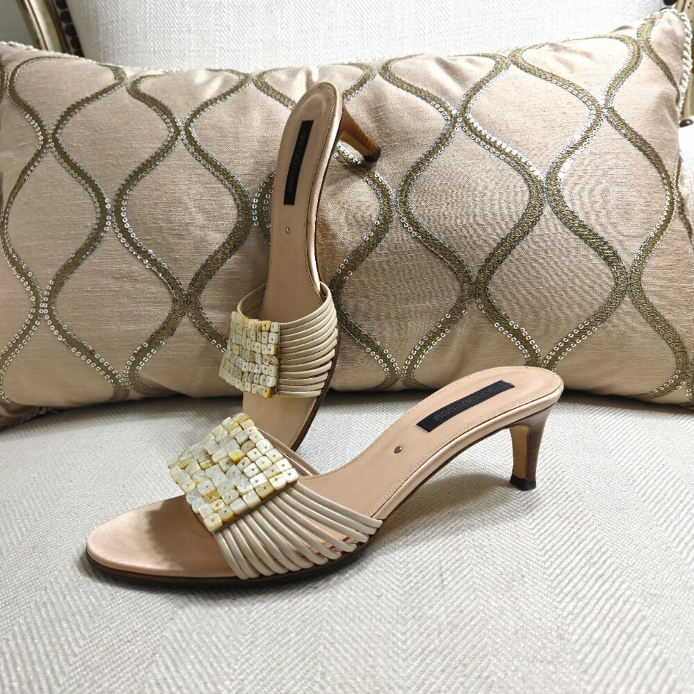 SERGIO ROSSI Shell-Embellished Leather Sandals - Picture 3 of 10